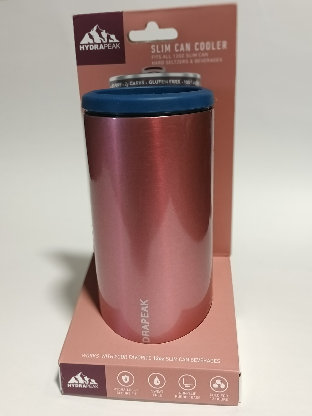Hydrapeak Slim Can Cooler - Rose Pink with Blue Lid Brand New ..